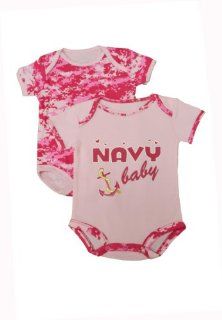 Tc# 765 Pink Digital Camo 2 Pk. "Navy Baby" Baby/infant Bodysuit 0 12 Months: Clothing