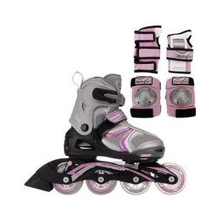 Bladerunner Fiori Adjustable In Line Skate & Protective Pad Combo Girls   One Color Adjustable 1 4 : Childrens Inline Skates : Sports & Outdoors