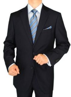 Gino Valentino 2 Piece Men's Suit 2 Button Jacket Flat Front Pants DK Navy at  Mens Clothing store