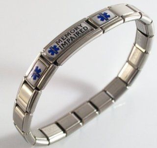 Memory Impaired Medical ID Alert Italian Charm Bracelet: Jewelry