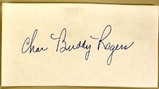 Charles "Buddy" Rogers Autograph   Signed 3.5x6.6 Paper Cut   Signed in Ballpoint Pen   Married to Mary Pickford   Films: Wings / Mexican Spitfire's Baby / Varsity   Rare   Collectible: Charles Buddy: Entertainment Collectibles