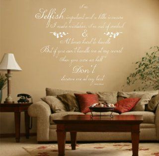 Marilyn Monroe Quote, Vinyl Wall Art Sticker, Decal Mural, Bedroom, Kitchen, Lounge, 120cm wide: White   Wall Decor Stickers