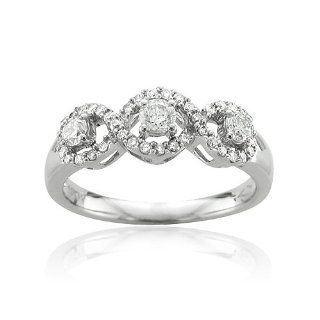 14k White Gold 3 Stone Engagement Diamond Ring Band, Size 7 (HI, I, 0.50 carat): Diamond Delight: Jewelry
