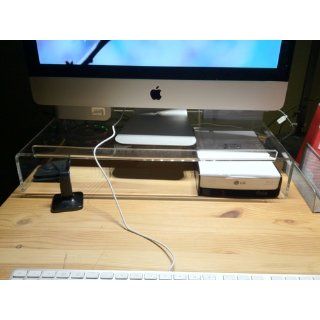 Kantek Acrylic Monitor Stand with Keyboard Storage, Holds up to 50 Pounds, 24 x 12.5 x 4 Inches, Clear (AMS300) : Computer Monitor Stands : Office Products