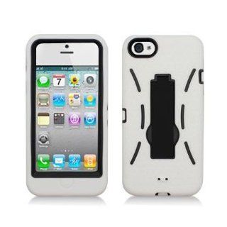 HJX White Heavy Duty 2 Layer Hard Silicone Rubber Cover Case Skin Stand Holder for Apple Iphone 5 5G 5th + Gift 1pcs Insect Mosquito Repellent Wrist Bands bracelet: Cell Phones & Accessories