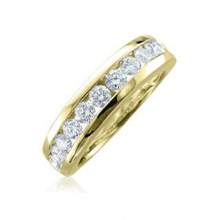 14K Yellow Gold Diamond Wedding/Anniversary Channel Set Ring Band (I2 I3, HI, 1.00 carat): Diamond Delight: Jewelry