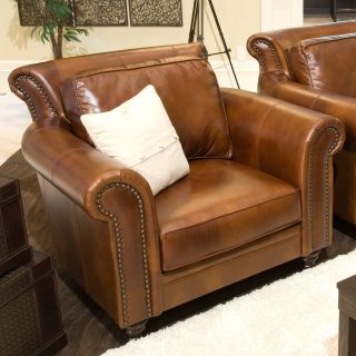 Paladia Top Grain Leather Accent Chair in Rustic   Club Chairs