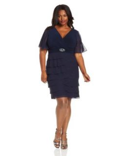 Jessica Howard Women's Plus Size Flutter Sleeve Dress, Navy, 24W at  Womens Clothing store