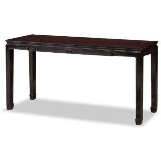 60in Chinese Key Design Rosewood Console Table   Black   Sofa Tables