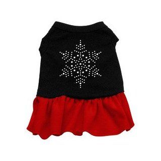 Snowflake Rhinestone Dress Black with Red XS (8) : Pet Dresses : Pet Supplies