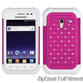 Hot Pink White Diamond Lattice Lace Hybrid Case for Samsung Galaxy Admire 4g 820 Cell Phones & Accessories