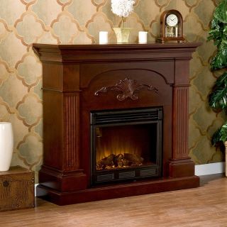 Southern Enterprises Sicilian Harvest Mahogany Electric Fireplace   Electric Fireplaces
