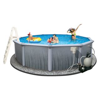 Swim Time 52 in. Martinique Round 7 in. Top Rail Pool Package   Swimming Pools & Supplies