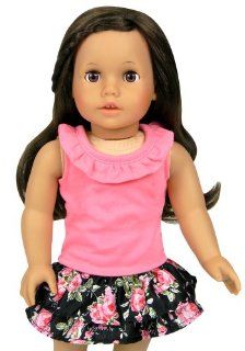 18 Inch Doll Clothing/Clothes Set of Ruffle Tank & Elastic Waist Satin Skirt Fits American Girl Dolls, Set of Tank & Skirt: Toys & Games
