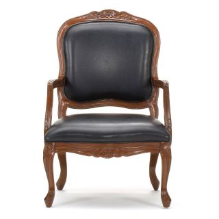 Aphia Leather Arm Chair   Black   Accent Chairs
