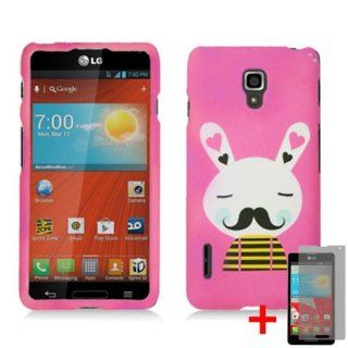 LG OPTIMUS F7 US780 PINK BUNNY RABBIT ANIMAL MUSTACHE COVER SNAP ON HARD CASE + SCREEN PROTECTOR from [ACCESSORY ARENA]: Cell Phones & Accessories