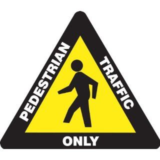 Accuform Signs PSR825 Slip Gard Adhesive Vinyl Triangle Shape Floor Sign, Legend "PEDESTRIAN TRAFFIC ONLY" with Graphic, 17" Length, White/Black on Yellow: Industrial Floor Warning Signs: Industrial & Scientific