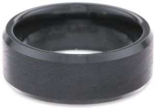 Men's Stainless Steel Black Ceramic Band Ring, Size 12: Jewelry