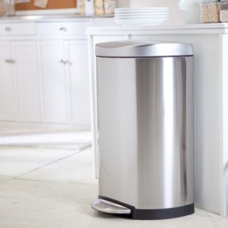 simplehuman® Semi Round Step Trash Can Brushed Stainless Steel   Kitchen Trash Cans