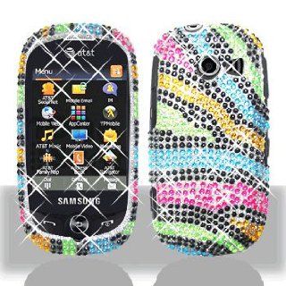 Samsung Flight II A927 Full Diamond Bling Rainbow Zebra Hard Case Snap on Cover Protector Sleeve + Biodegradable Screen wipe : MP3 Players & Accessories