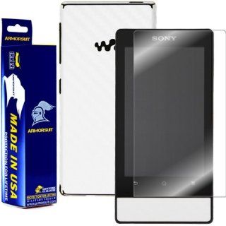 ArmorSuit MilitaryShield   Sony F Series Walkman MP3 NWZ F805 / NWZ F806 Screen Protector + White Carbon Fiber Full Body Skin Protector / Front Anti Bubble Ultra HD   Extreme Clarity & Touch Responsive Shield with Lifetime Free Replacements   Retail Pa
