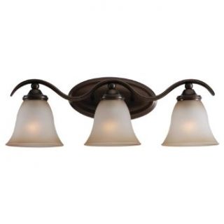 Sea Gull Lighting 44361 829 Rialto Three Light Vanity, Russet Bronze Finish with Ginger Glass   Vanity Lighting Fixtures  