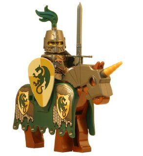 LEGO Dragon Knight with Armored Horse (Medieval Templar)   LEGO Kingdoms Castle Minifigure Full Armor and Claymore Sword: Toys & Games