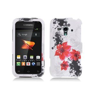 White Red Flower Hard Cover Case for Samsung Galaxy Rush SPH M830: Cell Phones & Accessories