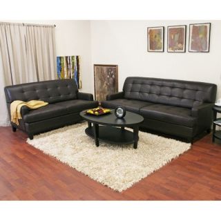 Baxton Studio Adair Brown Leather Sofa   Sofas