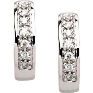 1/6 ct tw Diamond Hoop Earrings in 14k White Gold: Jewelry
