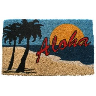 Aloha Beach Hand Woven Coir Doormat   Outdoor Doormats