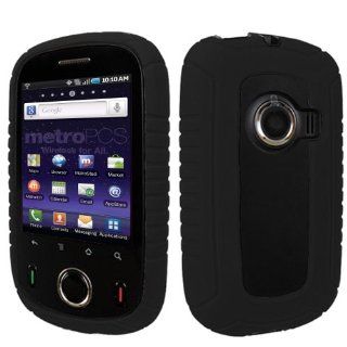 Metro PCS Huawei M835 Black / Black Tough Armor Skin Case + Naked Shield Screen Protector: Cell Phones & Accessories