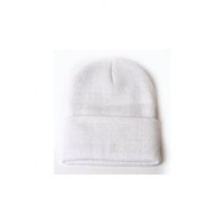 Plain Blank Long Beanie Cap Hat   White at  Mens Clothing store: Skull Caps