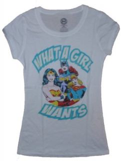 DC Comics What A Girl Wants Supergirl Batgirl Graphic T Shirt   Medium 7/9 Fashion T Shirts