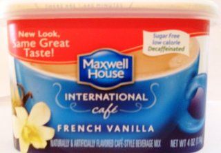 Maxwell House International Coffee Decaf Sugar Free French Vanilla Caf?, 4 Ounce Cans (Pack of 6) : Instant Coffee : Grocery & Gourmet Food