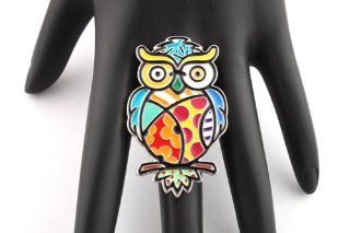 2 Pieces of Colored Cartoon Owl Style Stretch Finger Ring Jewelry