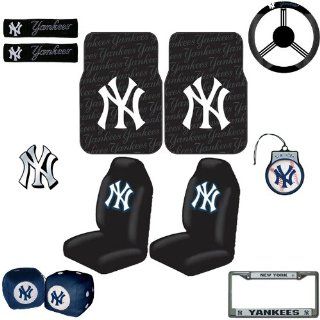 New York Yankees 12 pc Ultimate Fan Auto Accessories Interior/Exterior Combo Kit Gift Set: Automotive