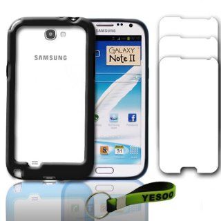 Yesoo Black TPU Bumper Case for Samsung Galaxy Note 2 N7100, Exclusive Black And Green Key Chain Kit: Cell Phones & Accessories
