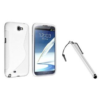 eForCity White S Shape TPU Rubber Case + Silver Stylus Pen compatible with Samsung Galaxy Note II N7100: Cell Phones & Accessories