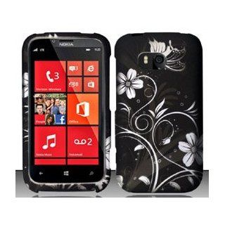 Nokia Lumia 822 (Verizon) White Flowers Design Hard Case Snap On Protector Cover + Car Charger + Free Opening Tool + Free American Flag Pin: Cell Phones & Accessories