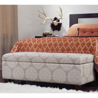 angeloHOME Kent Storage Bench Ottoman Filigree Cream Tan   Ottomans