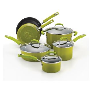 Rachael Ray Porcelain II Nonstick 10 pc. Cookware Set   Green Gradient   Cookware Sets