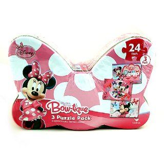 Minnie Mouse Bow tique 3 Puzzle Pack in Bow Shaped Tin: Toys & Games