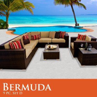 Bermuda 9 Piece Outdoor Wicker Patio Furniture Set 09D Sand : Outdoor And Patio Furniture Sets : Patio, Lawn & Garden