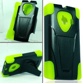 Black Green Tri Fecta Kickstand Hard Hybrid Gel Case Cover for Huawei Ascend Q M660 / C8860: Cell Phones & Accessories