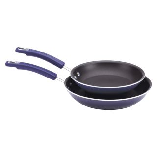 Rachael Ray Porcelain II Nonstick Twin Pack 9.25 in. and 11 in. Open Skillets   Purple Gradient   Fry Pans & Skillets