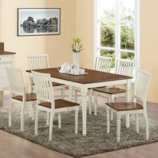 Monarch Antique White 7 Piece 60 in. Rectangle Dining Set with Slat Back Chairs   Dining Table Sets