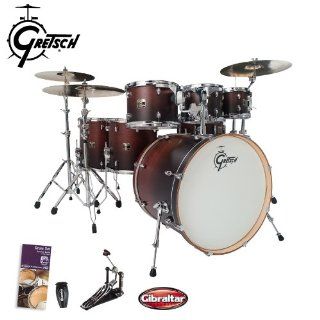 Gretsch Catalina Maple Satin Walnut Fade (CMT E826P SWF) 7 Pc Shell Pack w/ ddrum RXP foot pedal and GoDpsMusic/ Drum Set Survival Guide.: Musical Instruments
