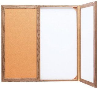 Quartet 826 36 by 36 Inch Conference Cabinet, Cork/Dry Erase Melamine, White/Oak Frame   Dry Erase Boards