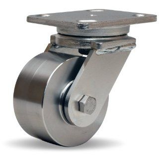 Hamilton Workhorse Plate Caster, Swivel, Stainless Steel Wheel, Stainless Steel Plate, Precision Ball Bearing, 850 lbs Capacity, 4" Wheel Dia, 2" Wheel Width, 5 5/8" Mount Height, 5" Plate Length, 4" Plate Width: Industrial & S